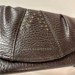 Matt & Nat Textured Brown Clutch with Gold Accents